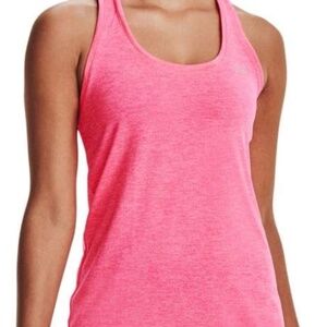 NWT - Under Armour Women's Tech Twist Tank Top - Cerise/Metallic Silver / L